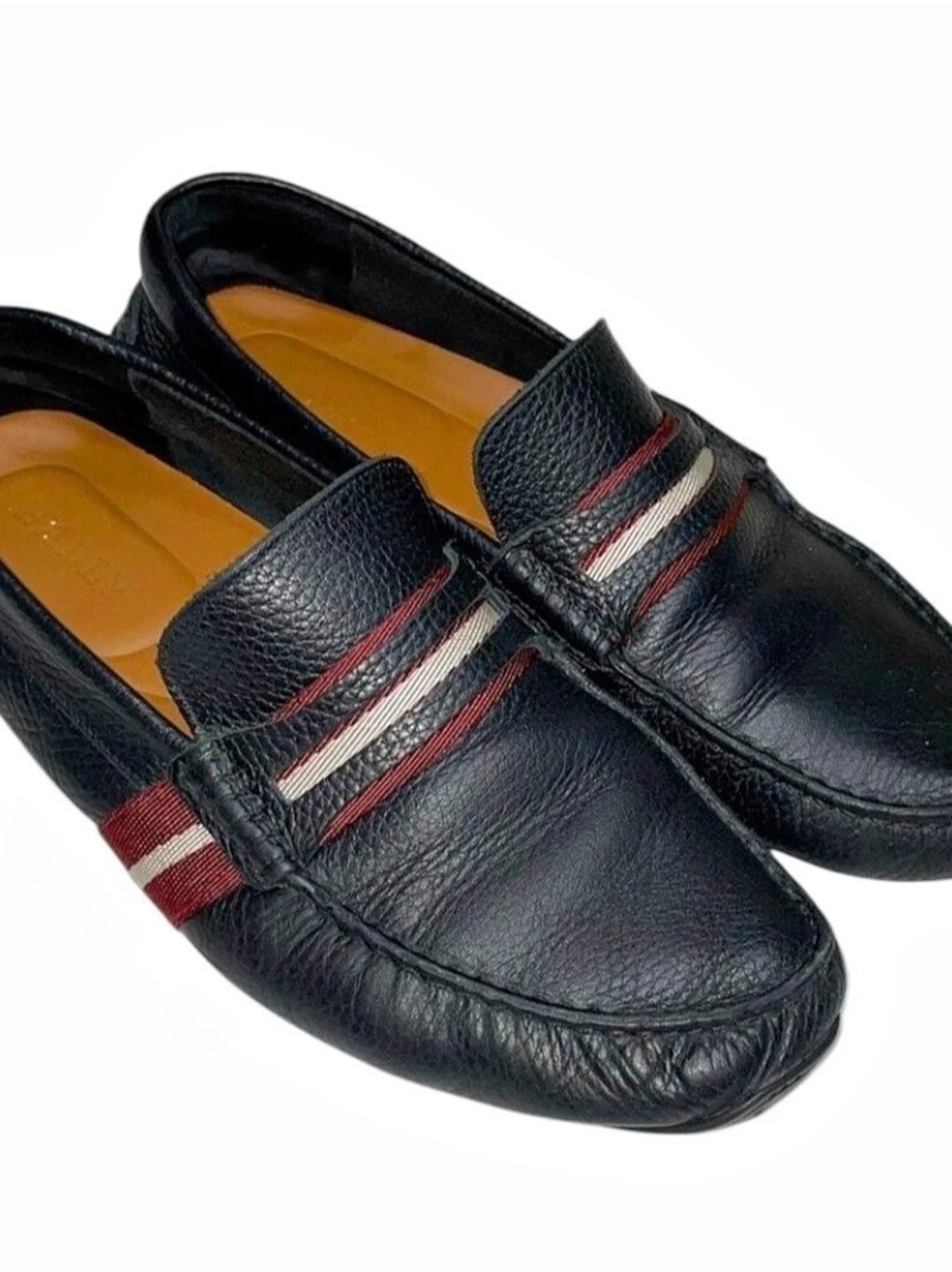 Bally Men's Leather Loafers Black with Red US 9.5